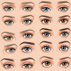 Obraz premium Chromatic Gaze: A Spectrum of Eyes