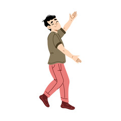 Embracing Joy A Cheerful Vector Illustration of a Man Extending Open Arms