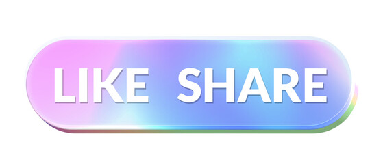 Like and share Button in Holographic Style – Futuristic Heart Icon UI Element

