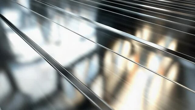 Polished metal beams creating modern architectural design