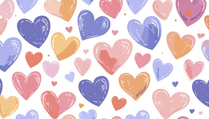 Colorful heart pattern with muted pastel tones creating soft and cheerful background