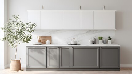 Two-Tone Kitchen Cabinets Mock-up in Gray and White