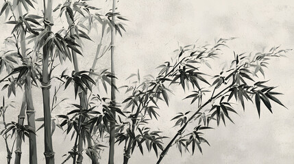 Obraz premium Bamboo ink painting style background illustration 