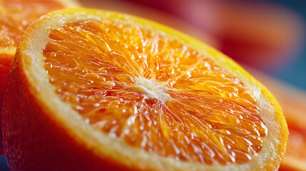 Extreme Macro Shot of a Fresh Juicy Sliced Orange Texture
