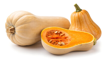 Butternut Squash Sliced Vegetable On White Background For Recipes