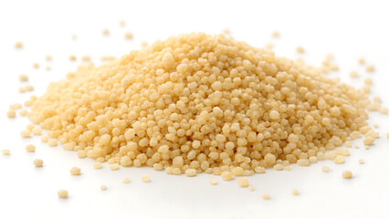 Couscous Cooked Grains On White Background Mediterranean Food Image