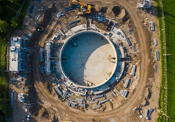 Fototapeta premium Aerial View: Circular Construction