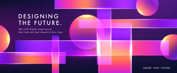 Futuristic Glow Tech Background with Geometric Shapes