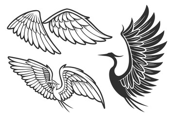 Fototapeta premium -a-collection-of-stylized-wings-in-vector-format--