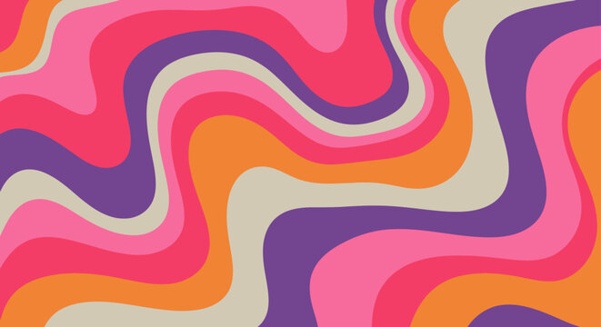 Groovy Retro Background - Swirls Psychedelic and Vibrant Colors
