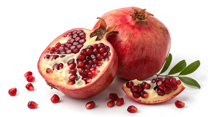 Pomegranate Red Juicy Seeds On White Background Exotic Fruit For Salads