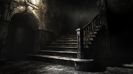 Old stone stairs in historical interior