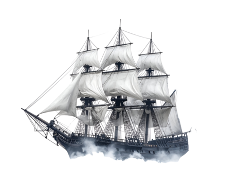 Black Sail Ship Illustration