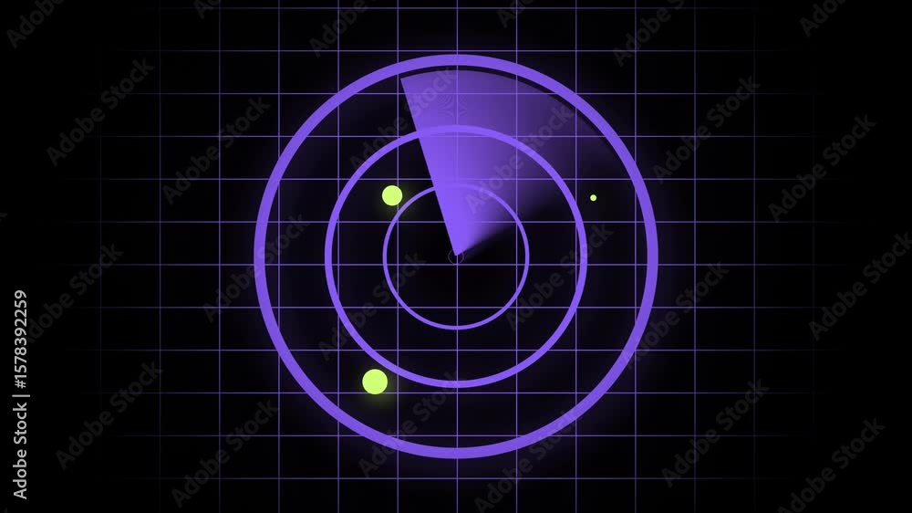 Aufkleber animated radar screen with moving targets and purple scanning sweep.radar screen animation with purp