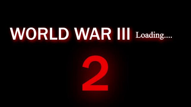 World war iii loading screen concept with number three and red neon text.Futuristic world war iii loading screen concept animation. Animated loading screen showing world war iii progress concept.