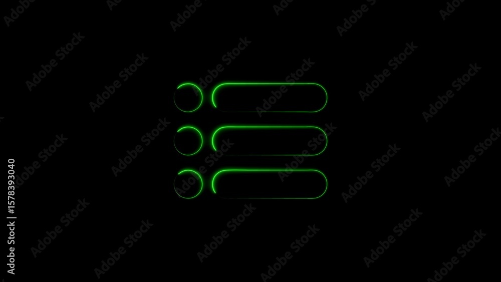Aufkleber green glowing list menu icon representing options and navigation against black backdrop