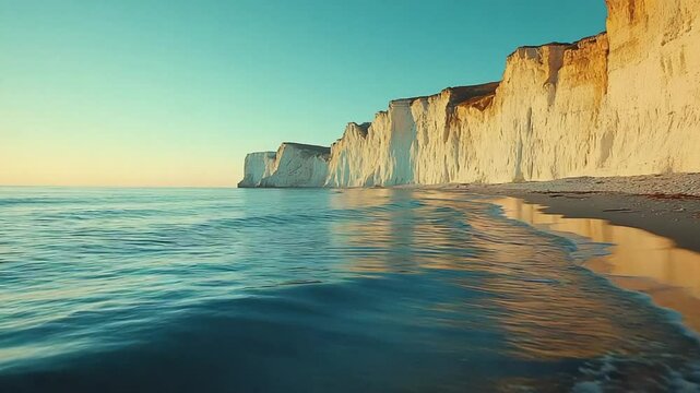 white chalk cliffs near dover english seascape, video	

