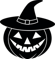 Halloween Pumpkin with Witch Hat Icon