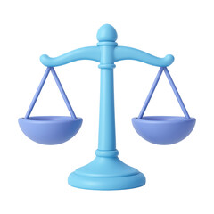 3D Blue Scales of Justice Icon - Law, Balance & Equality Symbol.