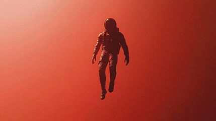 Silhouette astronaut in red space