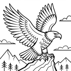 eagle in the sky coloring page line art