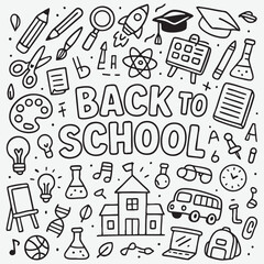 School Supplies And Activities Doodle education learning