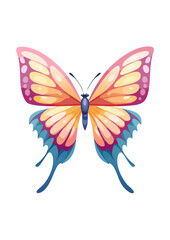 Flat Vector Illustration of a Colorful Cartoon Butterfly