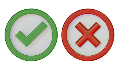 Green check and red cross icons — approval and rejection symbols