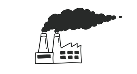 Obraz premium Illustration of an industrial factory emitting pollution smoke into the atmosphere