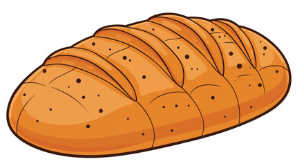 Illustration of a baked loaf of bread, food, fresh, tasty, ready to eat baked goods