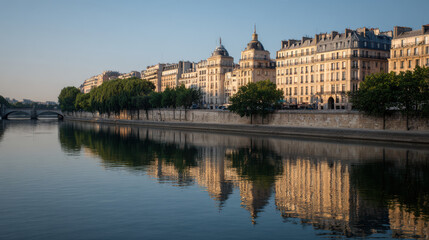 Obraz premium serene landscape of beautiful european capital city showcasing iconic architecture and stunning public spaces