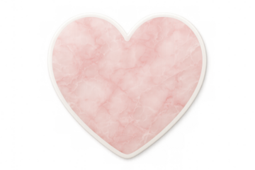 Pink marble heart shape with white border on a transparent background, perfect for valentine's day or romantic projects