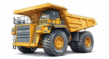 Industrial Yellow Haul Truck Illustration for Mining & Construction