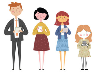 People using digital tablets and smartphones  
