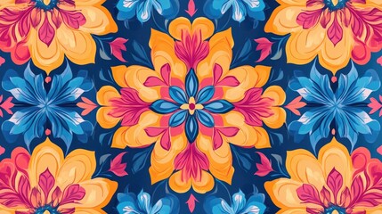 Vibrant Bollywood Motifs Creating Dynamic, Colorful Pattern for Background or Concept Design