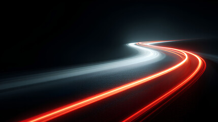 bright red streak and laser motion forming a glowing speed line on night road, while tail blur rushes through the darkness and each flash curves into a line. Stock Illustration