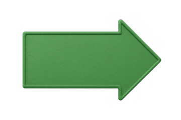 Green vector arrow pointing rightward, transparent backdrop signaling direction or emphasizing key visual elements
