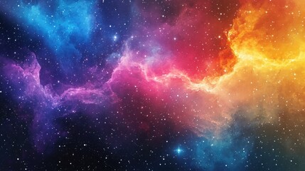 Vibrant Cosmic Watercolor Illustration with Colorful Space Background and Stars for Mystical Magic
