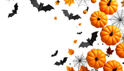 Halloween background in paper cut style on white background.