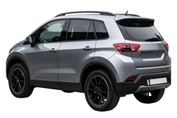Modern Urban SUV in Matte Gray, Full Body Side View, Isolated on Transparent Background