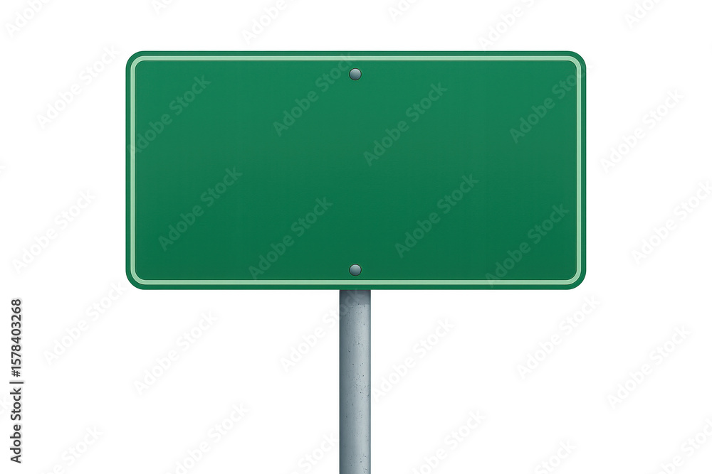 Poster green road sign with transparent background, waiting for custom text insertion, supporting versatile