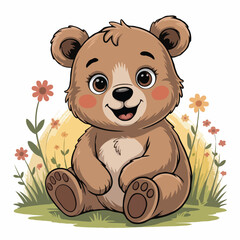 bear character design illustration happy