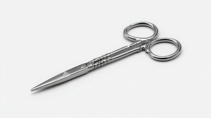 Sterile Stainless Steel Surgical Scissors on White Background, Precision Medical Instrument for Healthcare, Surgery, and Laboratory