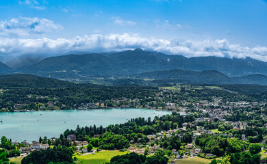 A view of the lakeside promenade in Velden on beautiful Lake Wörthersee