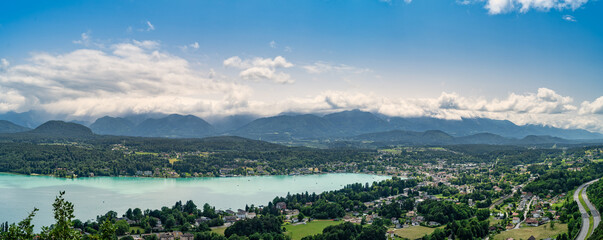 A view of the lakeside promenade in Velden on beautiful Lake Wörthersee