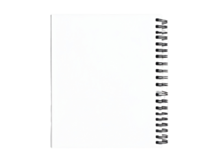 Blank spiral notebook on black background