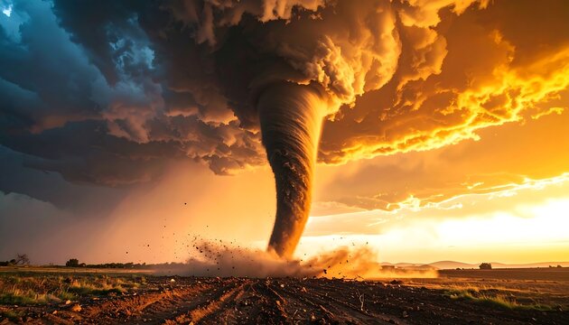 Powerful tornado at sunset (1)