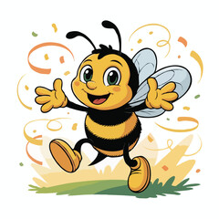 bee illustration character happy design