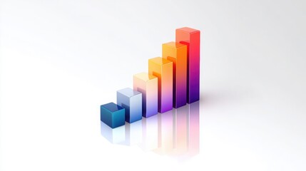 Colorful 3d bar chart showing upward trend and growth isolated on white background