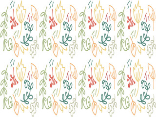 Pastel Floral Line Art Pattern